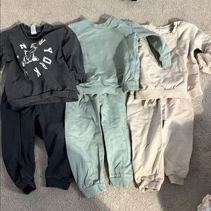 H&M Kids Sweatpants Set - Black, Green, Beige